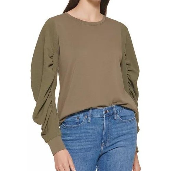 Calvin Klein Tops - Calvin Klein Ruched Sleeve Top Womens Size Small